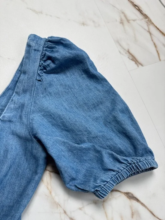 Old Navy Maternity Puff Sleeve Denim Button Front Dress Sz S Summer Western - Picture 5 of 11